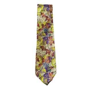 Audrey Buckner Vintage Silk Tie Mosaic Floral Geometric Stained Glass Yellow